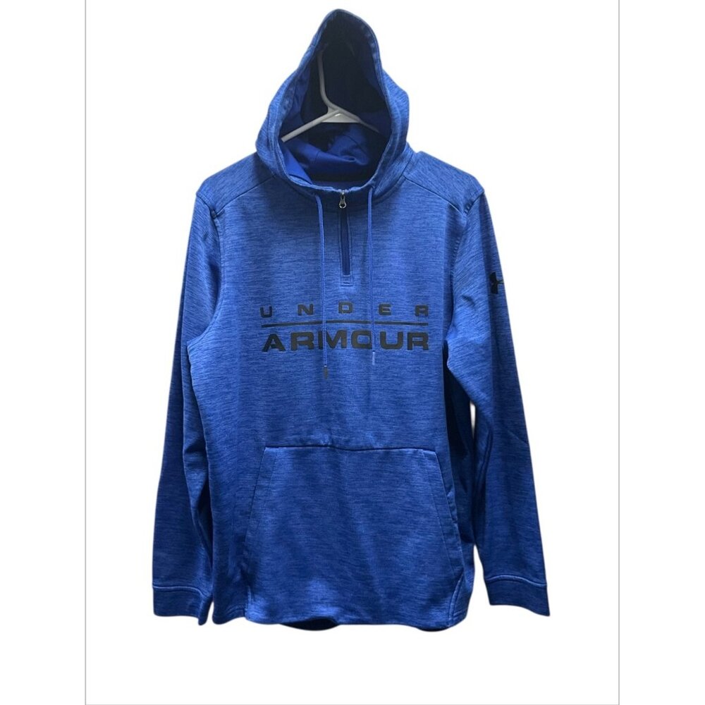 Under Armour Mens Blue Pullover Hoodie Sweatshirt Size  M  ,With Front Pocket &